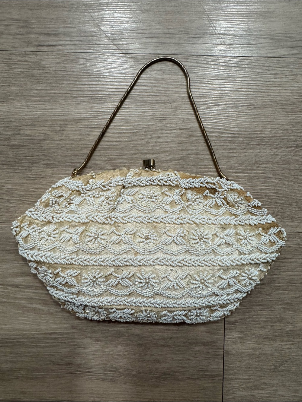 Beaded Ivory Evening Clutch Handbag